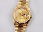 Swiss Movement Rolex Day-Date Replica Yellow Gold Time Mark Strip Nails Yellow Gold Dial